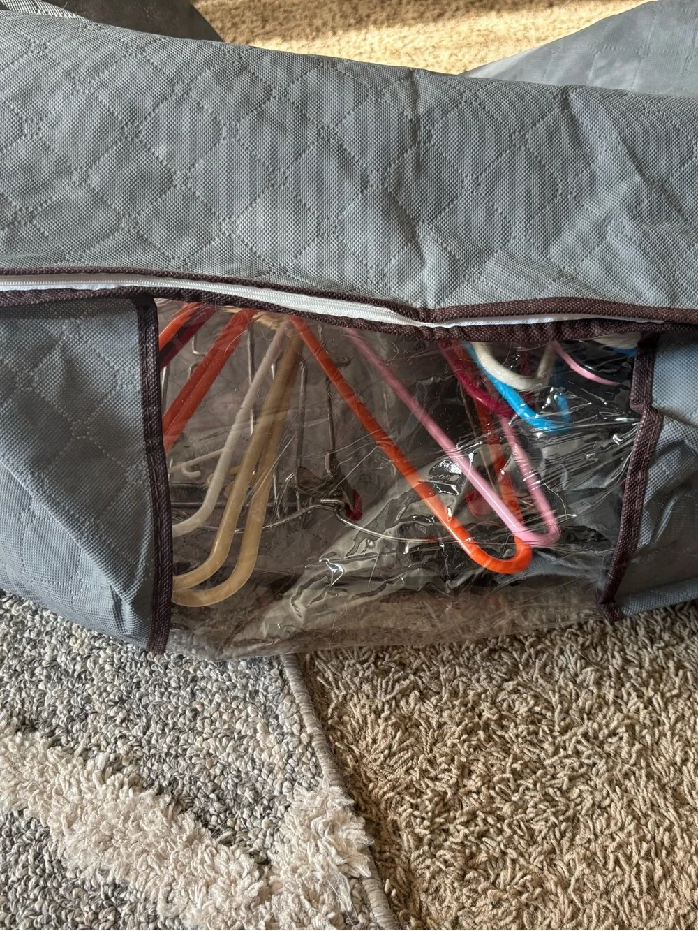 Gray Home Storage Closet Organizer Bag & Hangers Set